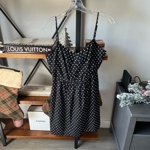 J Crew black with white polka dot strapped dress womens 4
